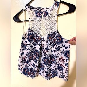 Sleeveless White and Blue top